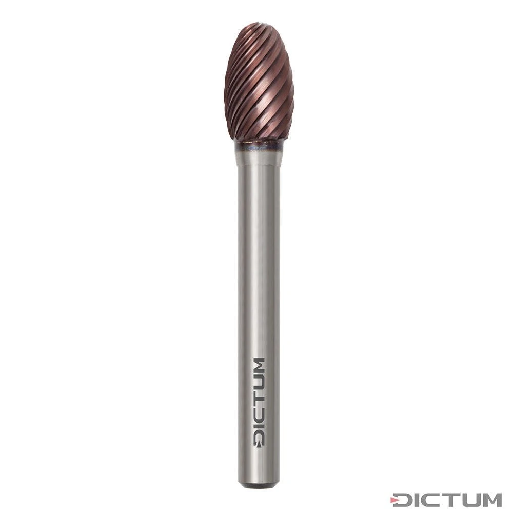 Fraise Sur Tige DICTUM MD TiAlN, Ø Tige 6 Mm, Forme De Goutte 10 X 16 Mm